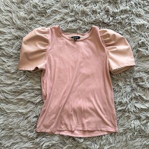 Pink puff sleeve top small